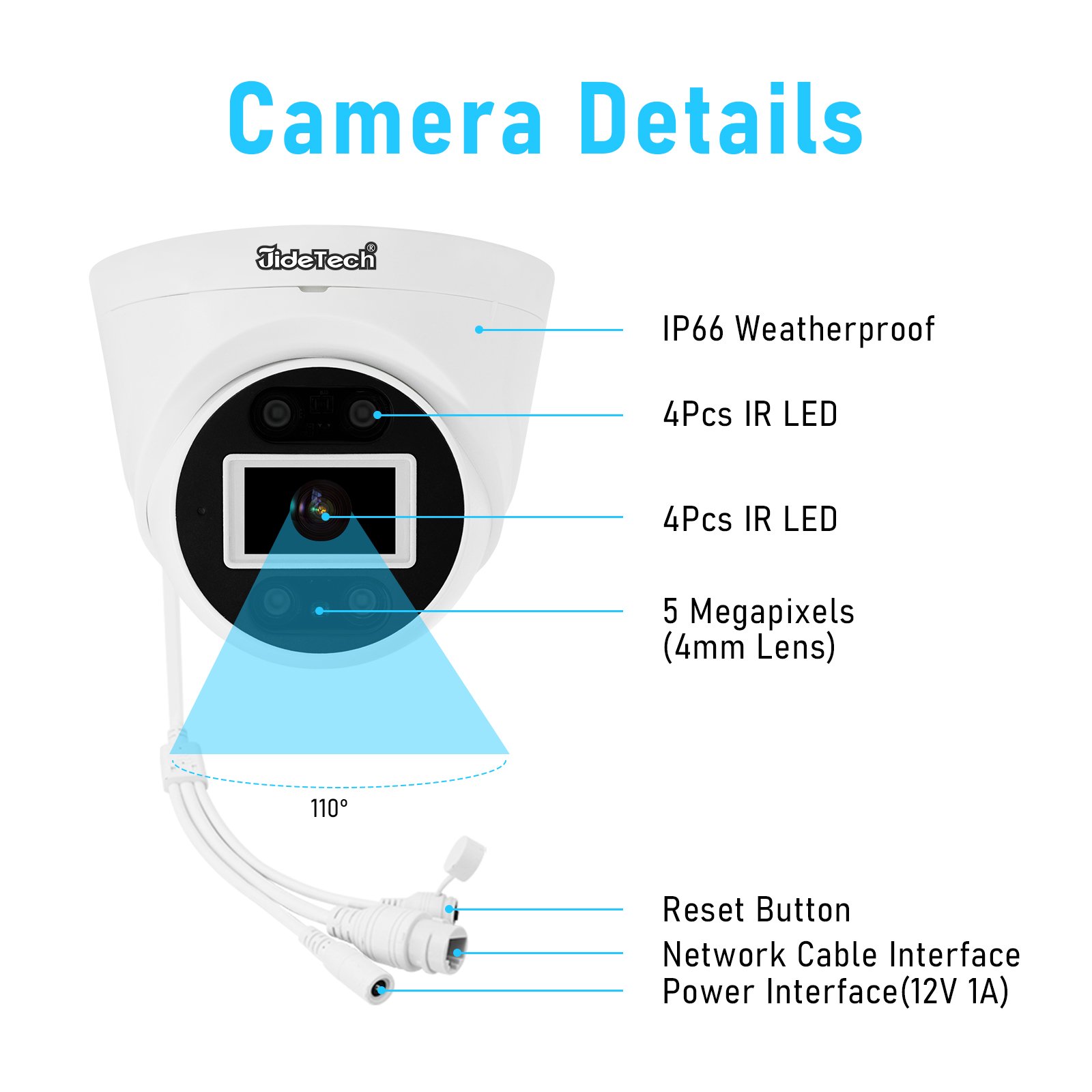 JideTech POE CCTV Camera System Outdoor 5MP Security Camera Systems IP Surveillance Camera with 8 Channel NVR