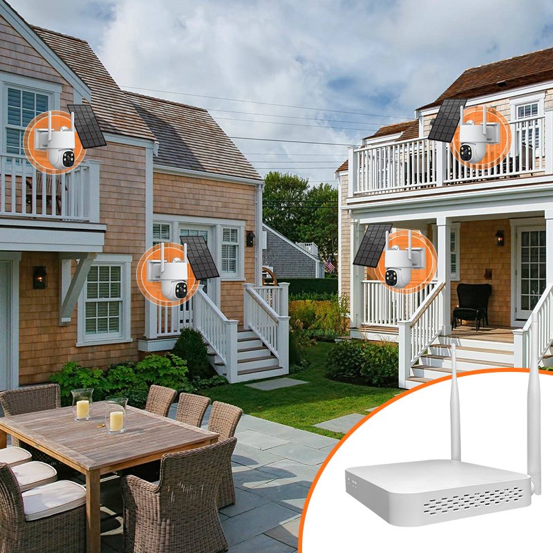 4CH Wireless CCTV Surveillance Camera System 4MP Battery WIFI Solar Security Camera System Solar Wifi Nvr Kit