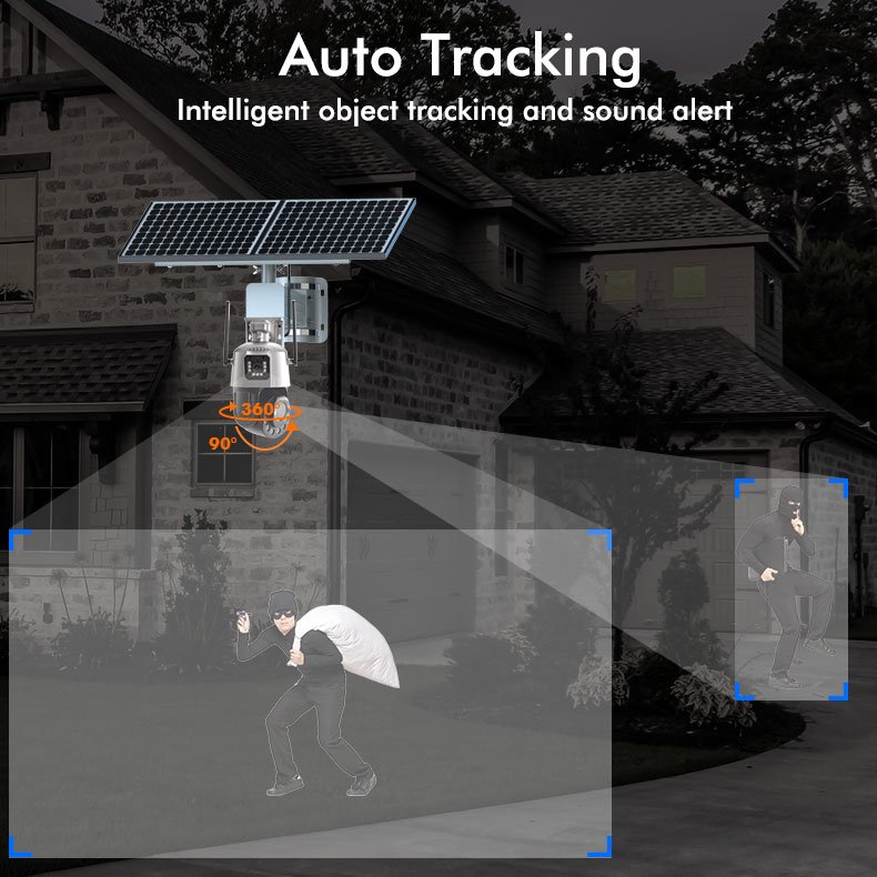 TecDeft 8MP 36x Optical Zoom Solar PT Lte 4g Camera Outdoor Dual Lens Ip Video Surveillance Powered Solar 4g Farm Cctv Camera