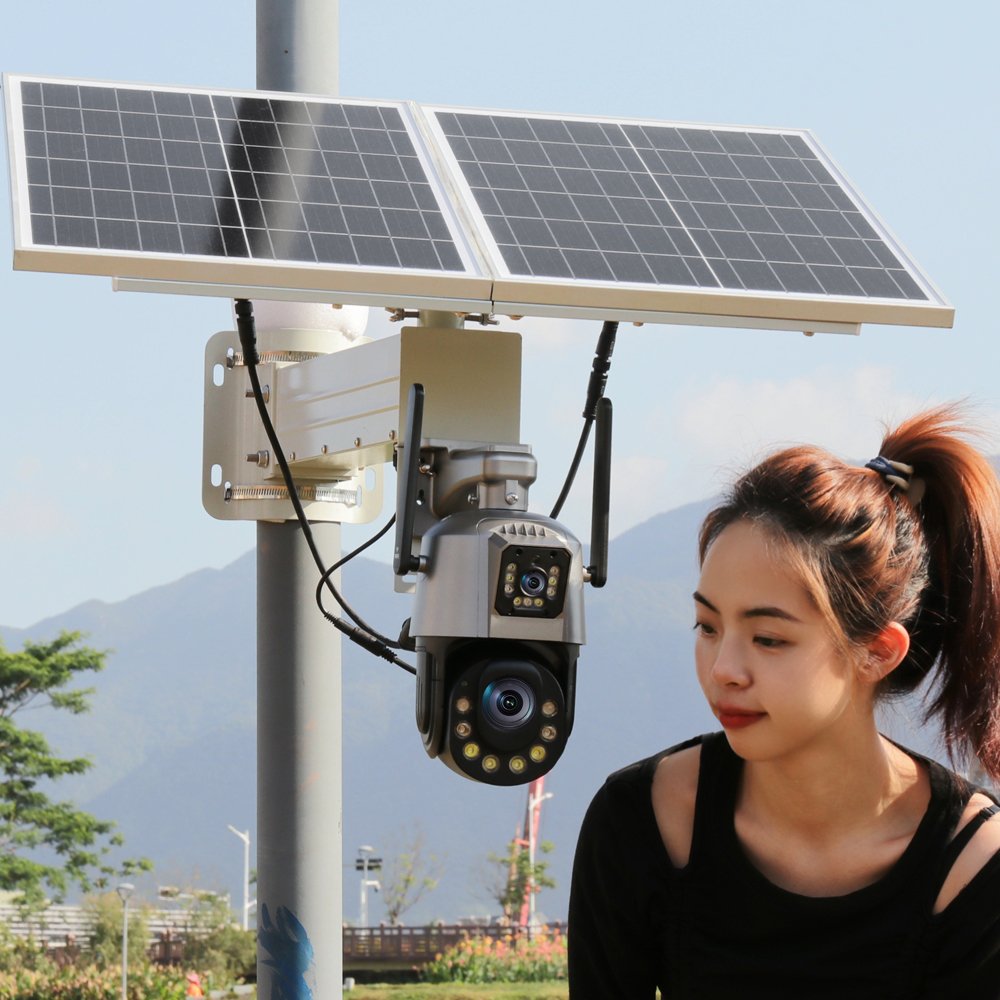 TecDeft 8MP 36x Optical Zoom Solar PT Lte 4g Camera Outdoor Dual Lens Ip Video Surveillance Powered Solar 4g Farm Cctv Camera