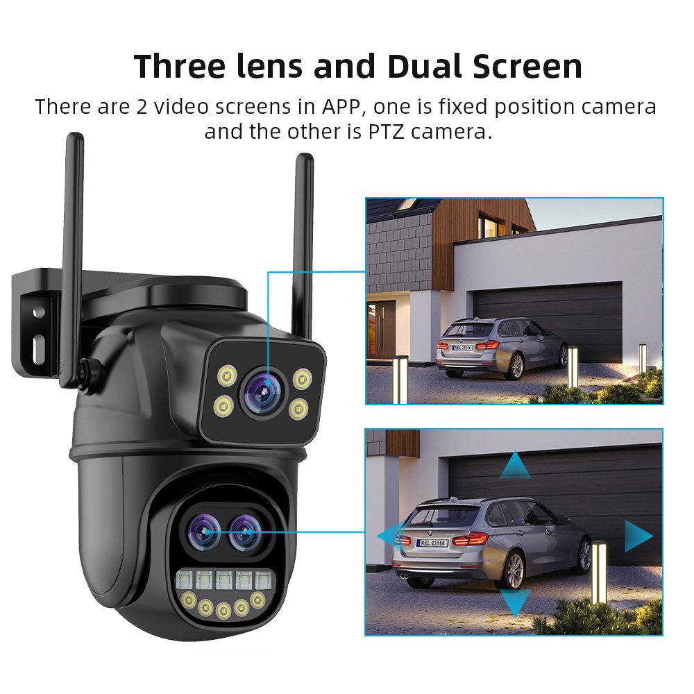 ICsee 9MP Wifi PTZ IP Security Camera Kit 8x Zoom 4CH Wireless NVR Outdoor Color Night Vision CCTV Video Surveillance Kit 4CH