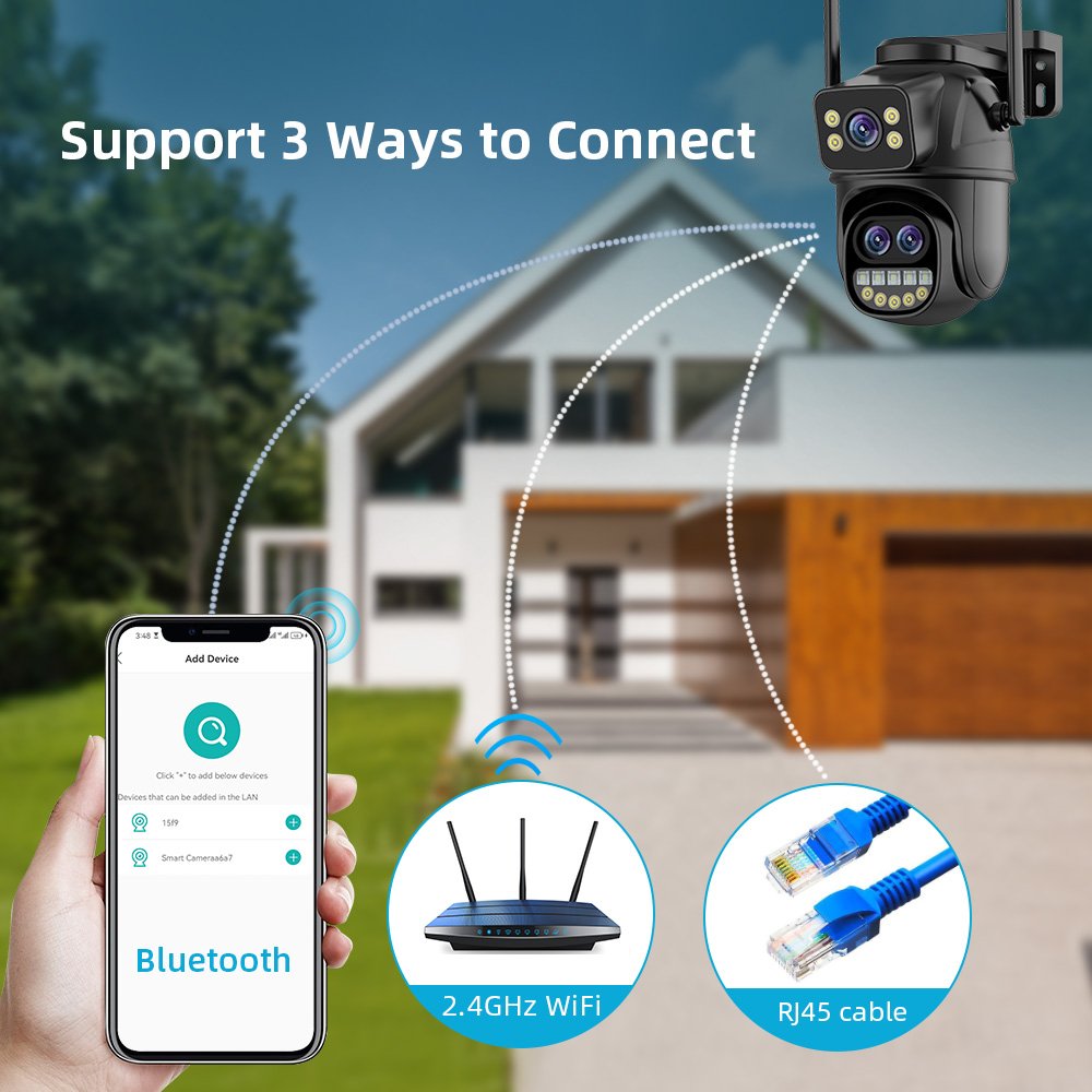 ICsee 9MP Wifi PTZ IP Security Camera Kit 8x Zoom 4CH Wireless NVR Outdoor Color Night Vision CCTV Video Surveillance Kit 4CH