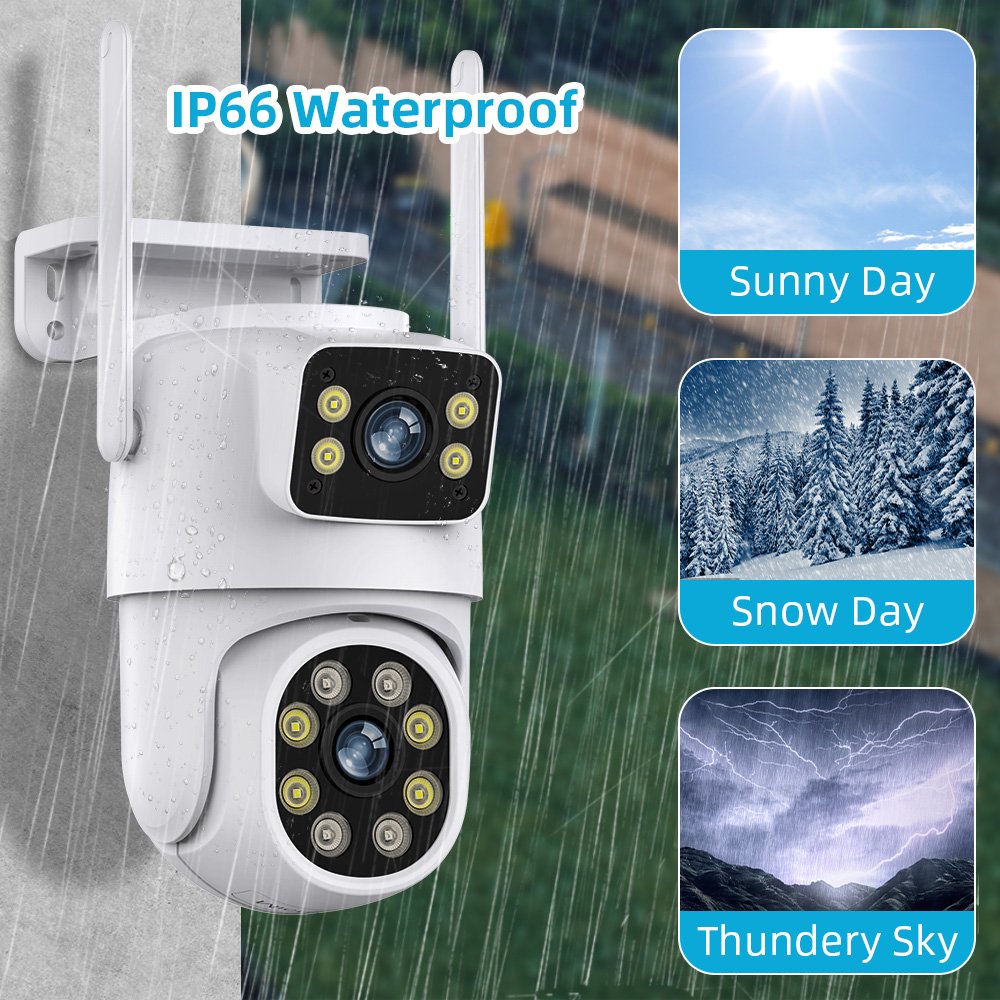 ICSEE 6MP WiFi Camera 2.4G Home HD Security CCTV Ptz Dual Lens Camera Wireless WiFi Color Night Vision Outdoor