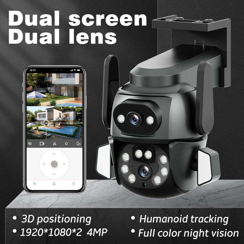 4k Gun Ball Dual Lens Linkage Wireless Outdoor Camera 3d Motion Alarm Dual Light Night Vision Wifi Ip Security Cctv Camera