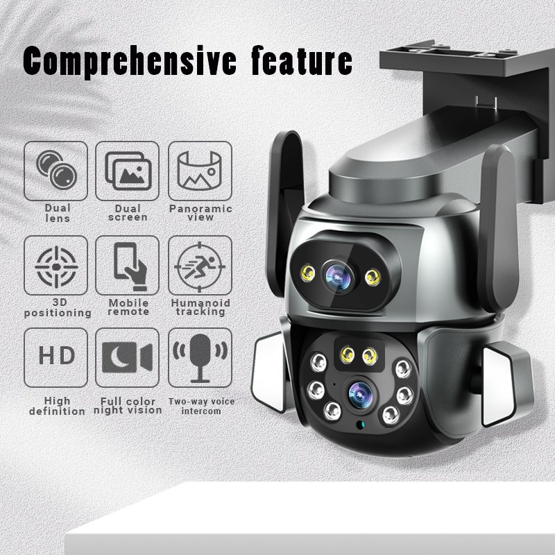 4k Gun Ball Dual Lens Linkage Wireless Outdoor Camera 3d Motion Alarm Dual Light Night Vision Wifi Ip Security Cctv Camera