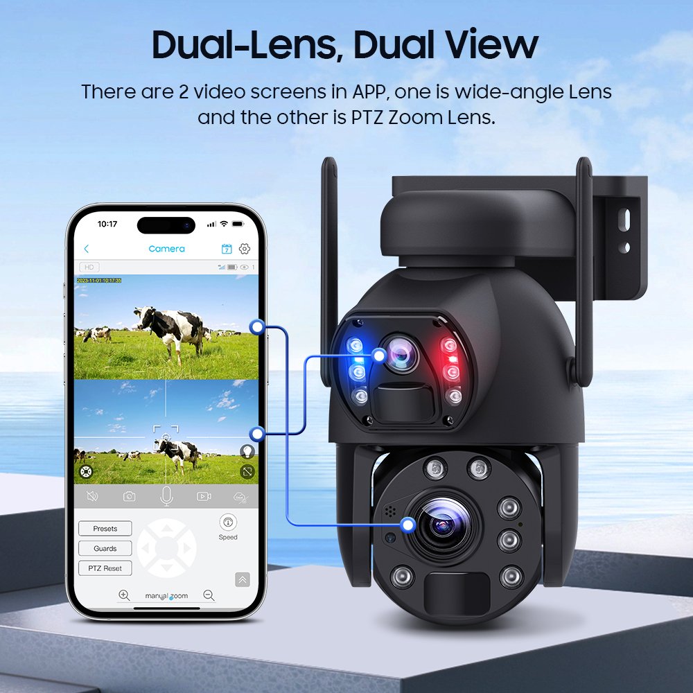 UBOX 20X ZOOM 20W solar camera WIFI network camera full HD 6mp color night vision outdoor security surveillance home camera