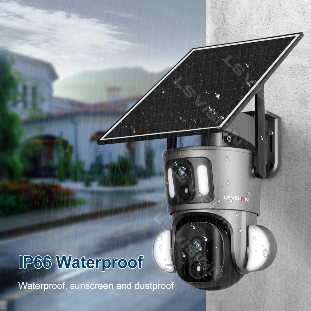 LS VISION 2023 New 4G Sim Card Outdoor Security Aurora Series Dual Lens PTZ Solar Camera with Street Light
