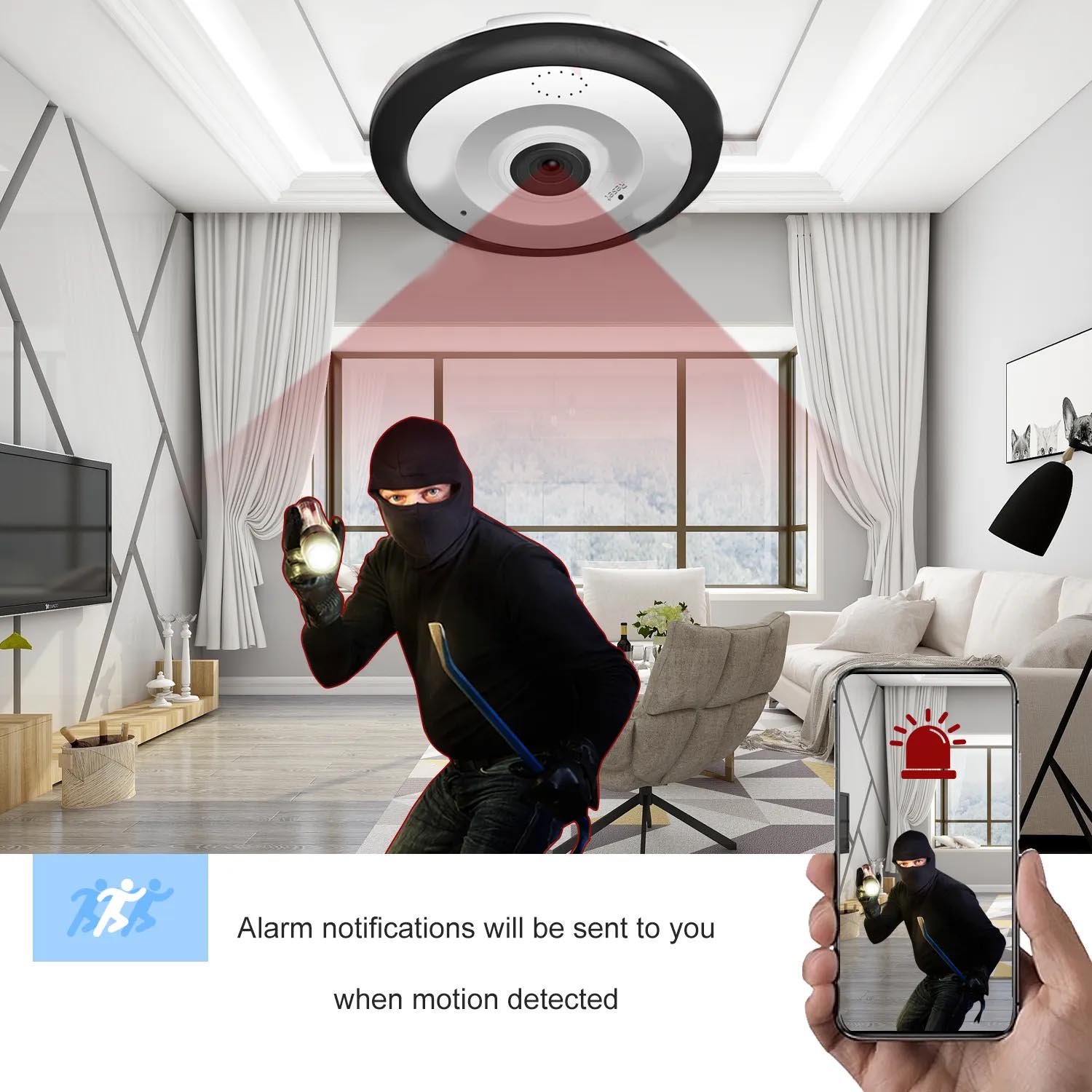 2023 NEW Product 1080P V380PRO Wholesale Home Security Smart Wireless P2P VR 360 Degree Fisheye Wifi Panoramic Camera