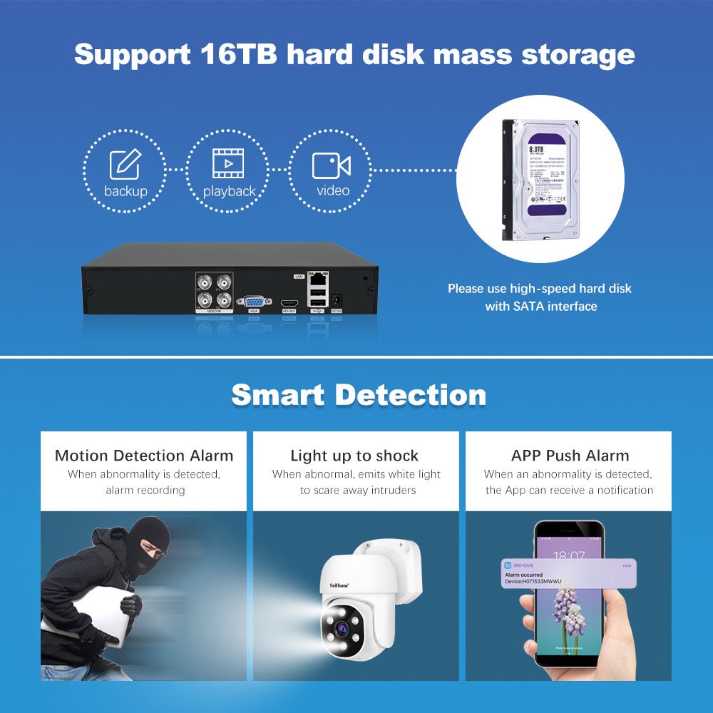 2024 Home Security Cctv Camera System Outdoor IP Camera Kit 4CH 1080P Mobile Phone 4K Recorder Surveillance Dvr Camera System