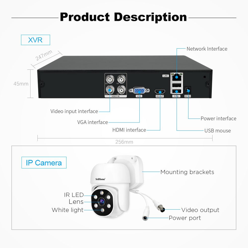 2024 Home Security Cctv Camera System Outdoor IP Camera Kit 4CH 1080P Mobile Phone 4K Recorder Surveillance Dvr Camera System