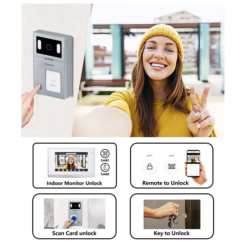OEM ODM Tuya multi family outdoor & indoor CAT5 ip sip citofono doorbell 7inch wired video doorphone monitors door bell System