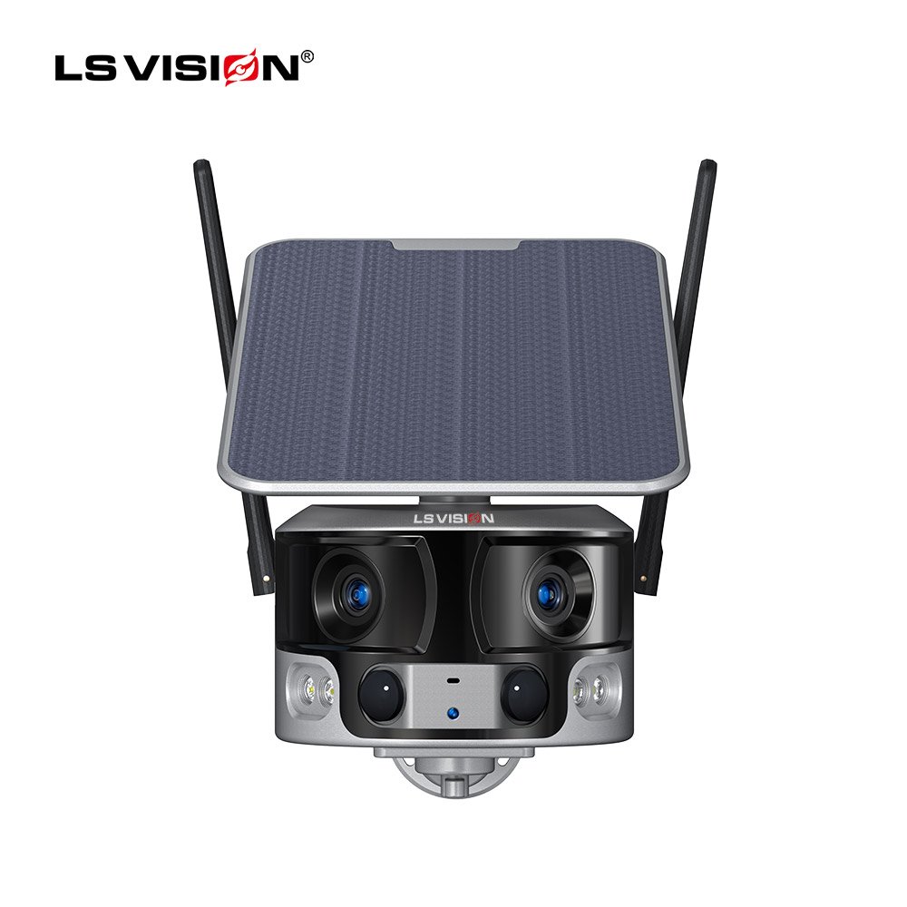 LS VISION 4K 8MP Dual Lens Wifi 4g Sim Card Outdoor Auto Tracking CCTV Solar PTZ Security Surveillance Camera