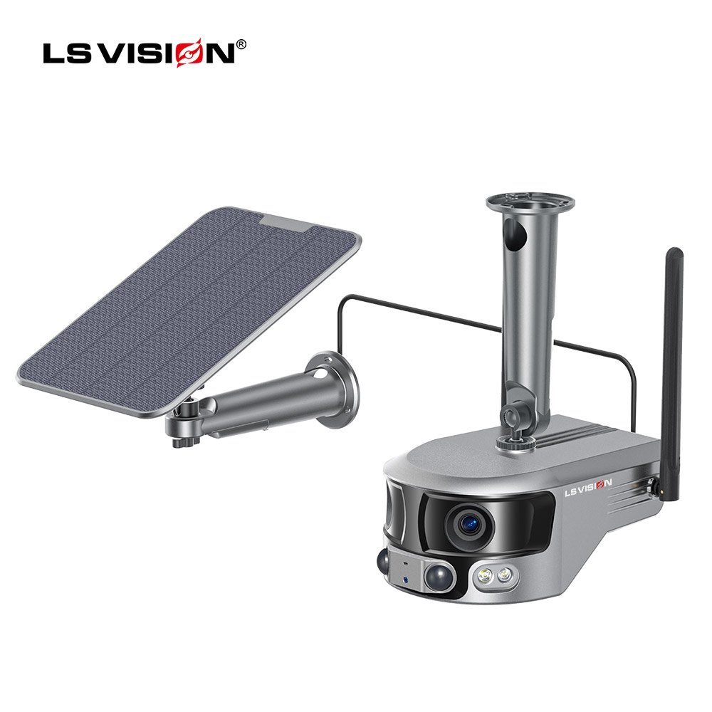 LS VISION 4K 8MP Dual Lens Wifi 4g Sim Card Outdoor Auto Tracking CCTV Solar PTZ Security Surveillance Camera