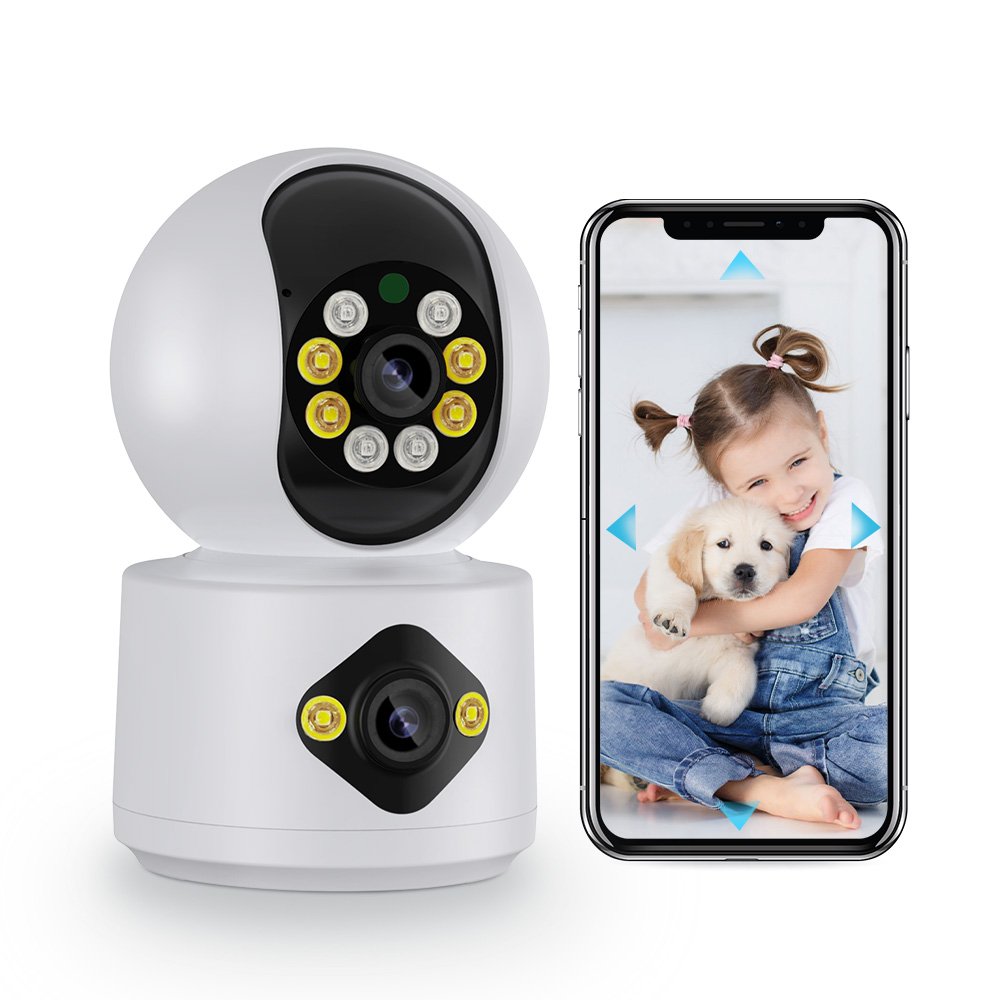 Anboqi Hot Cake 4MP Two-way Audio Motion Detection Humanoid Tracking Baby Monitor Dual lens Linkage CCTV Cameras Factory Price