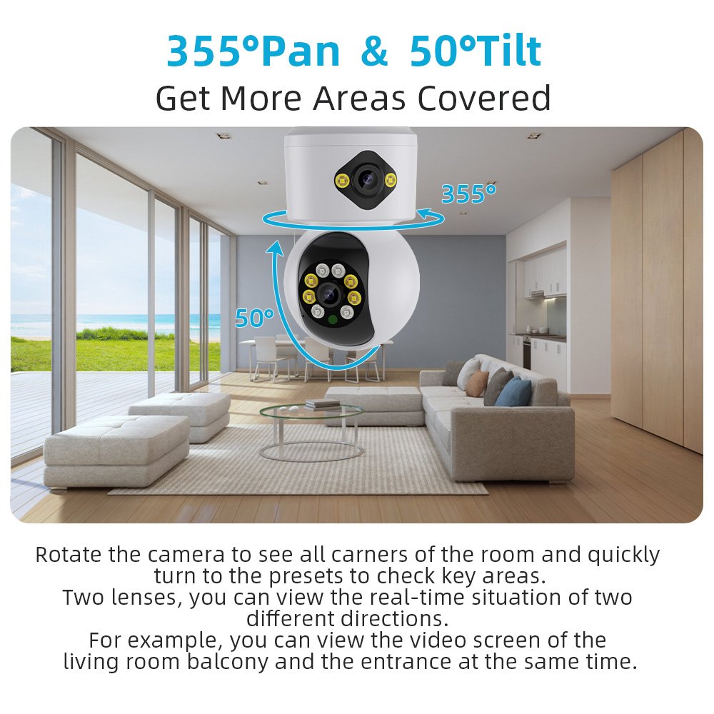 Anboqi Hot Cake 4MP Two-way Audio Motion Detection Humanoid Tracking Baby Monitor Dual lens Linkage CCTV Cameras Factory Price