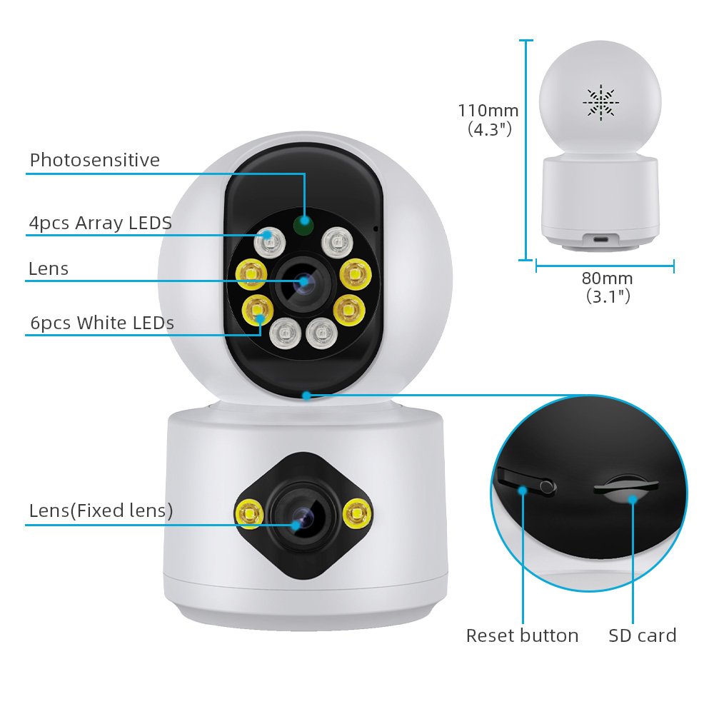 Anboqi Hot Cake 4MP Two-way Audio Motion Detection Humanoid Tracking Baby Monitor Dual lens Linkage CCTV Cameras Factory Price