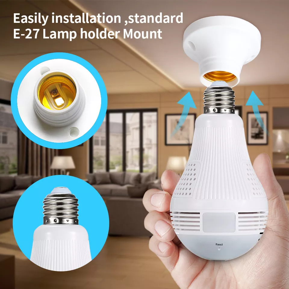 360 Panaromic VR 2MP small light Bulb wifi camera surveillance Wireless Lamp 1080P security camera