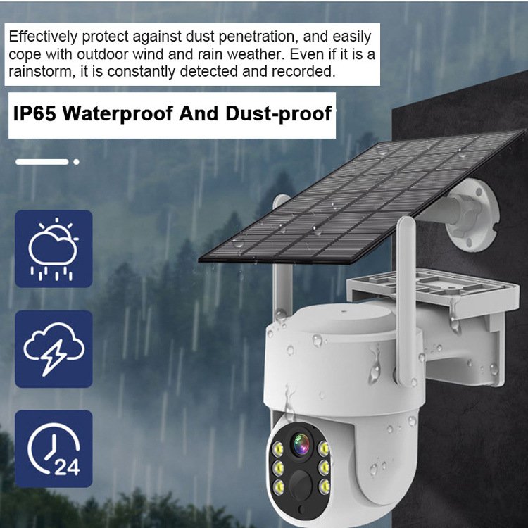 Rscamtom 4MP Solar Power Two Way Audio PTZ Camera Wifi NVR System 4CH Solar Lcd Monitor Cctv Kit Wireless security Camera