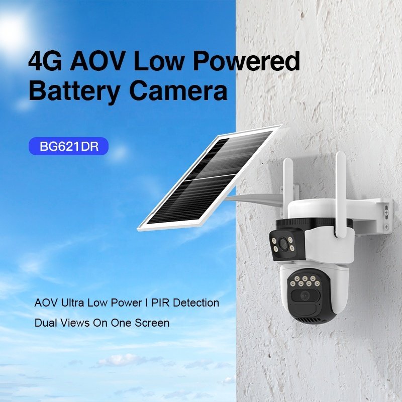 8MP AOV Dual Lens Solar Camera 4g Motion Detection Auto Tracking Free Cloud Storage Alarm Push PTZ Wireless Wifi Camera O-Kam 4K