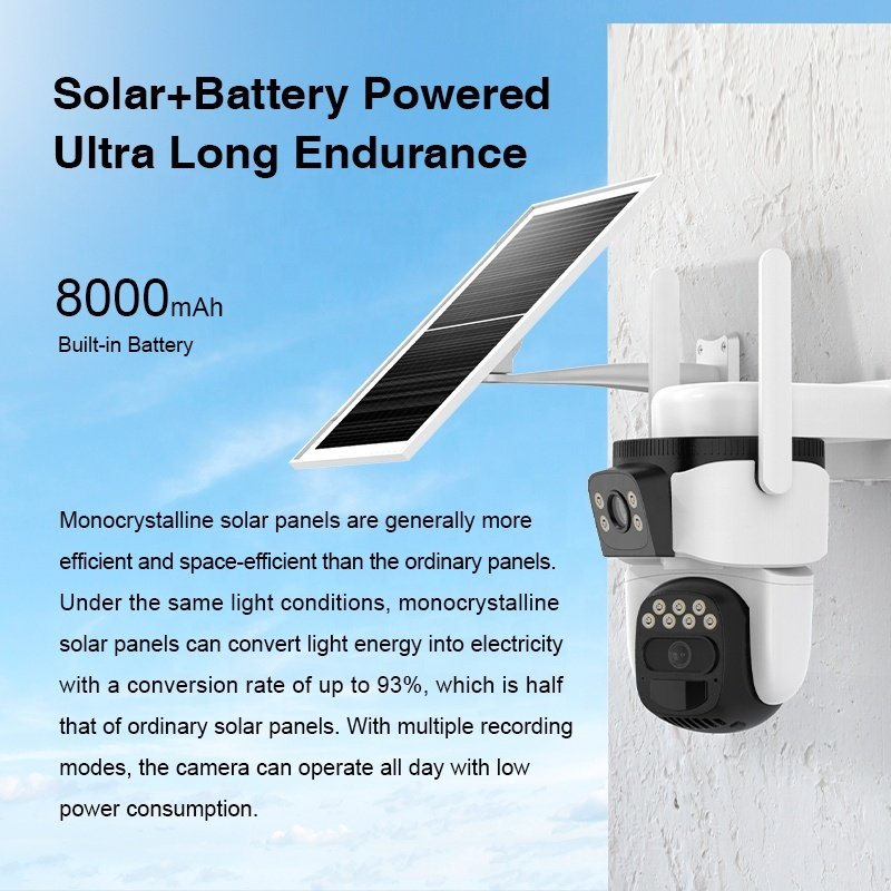 8MP AOV Dual Lens Solar Camera 4g Motion Detection Auto Tracking Free Cloud Storage Alarm Push PTZ Wireless Wifi Camera O-Kam 4K