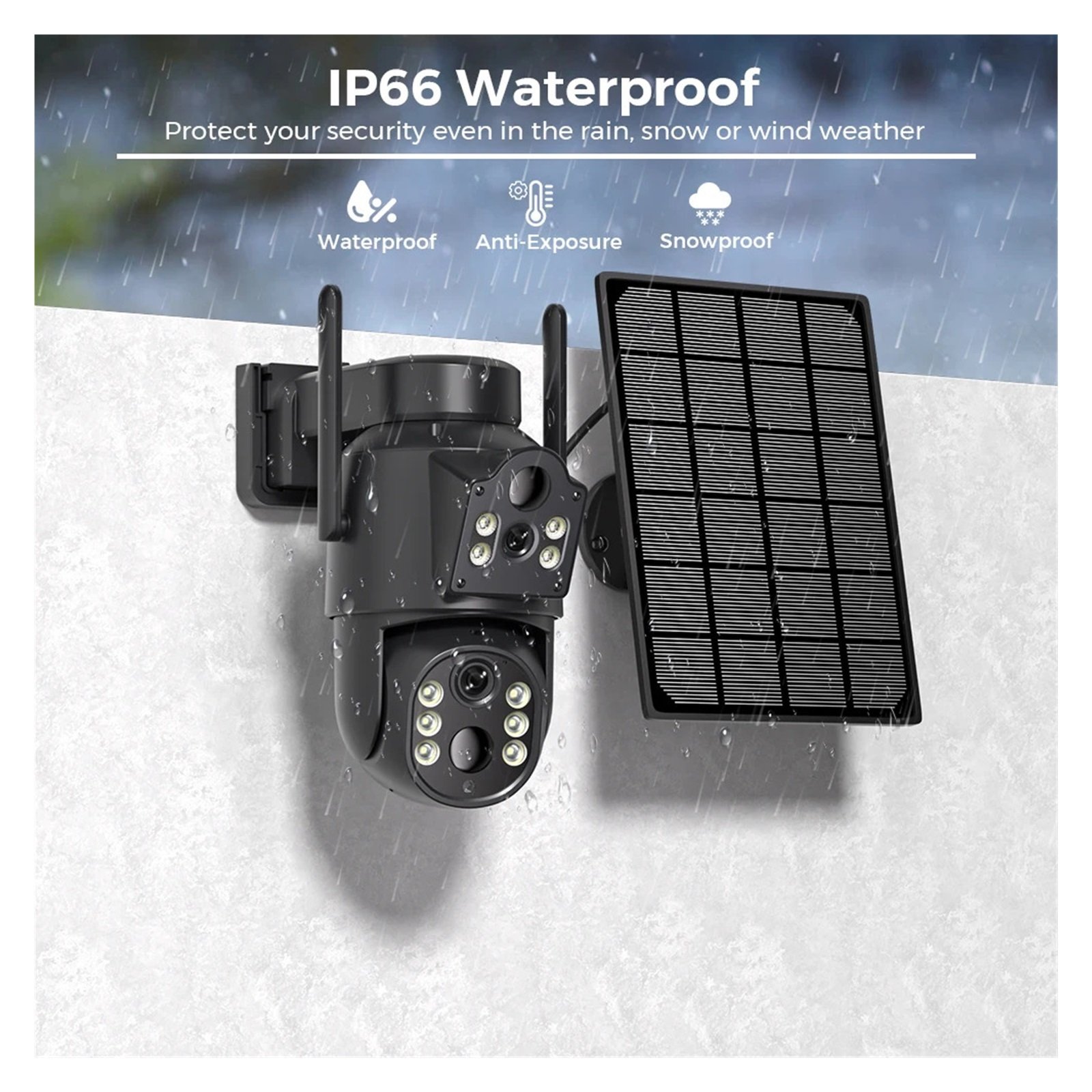 Senhuo 4K HD Solar WiFi Camera Outdoor Built-in Battery Dual Lens 2K Security Panel Wireless Video Surveillance CCTV ICSee