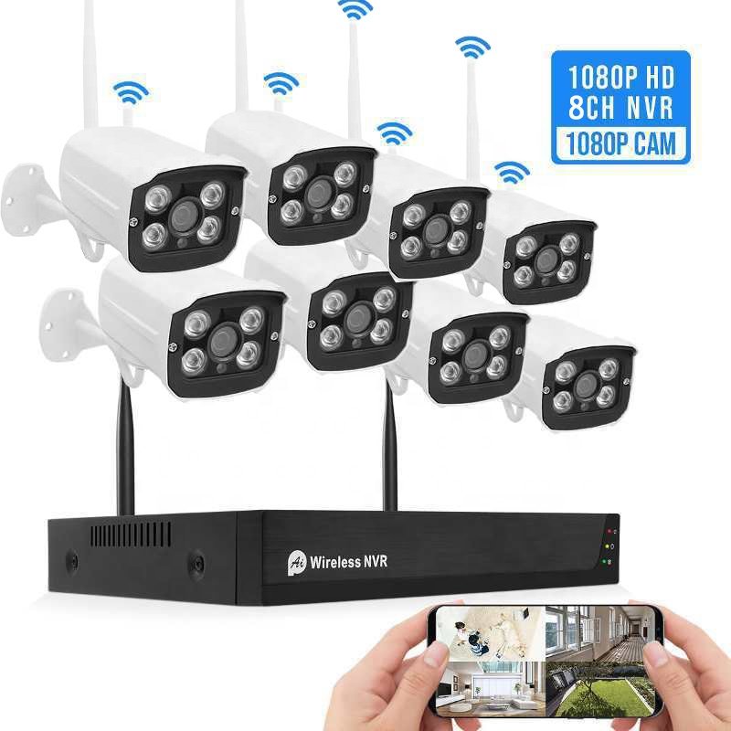 Home surveillance CCTV wireless system 4ch 8ch tuya smart wifi nvr kit outdoor 1080p 8 channel wireless security camera system