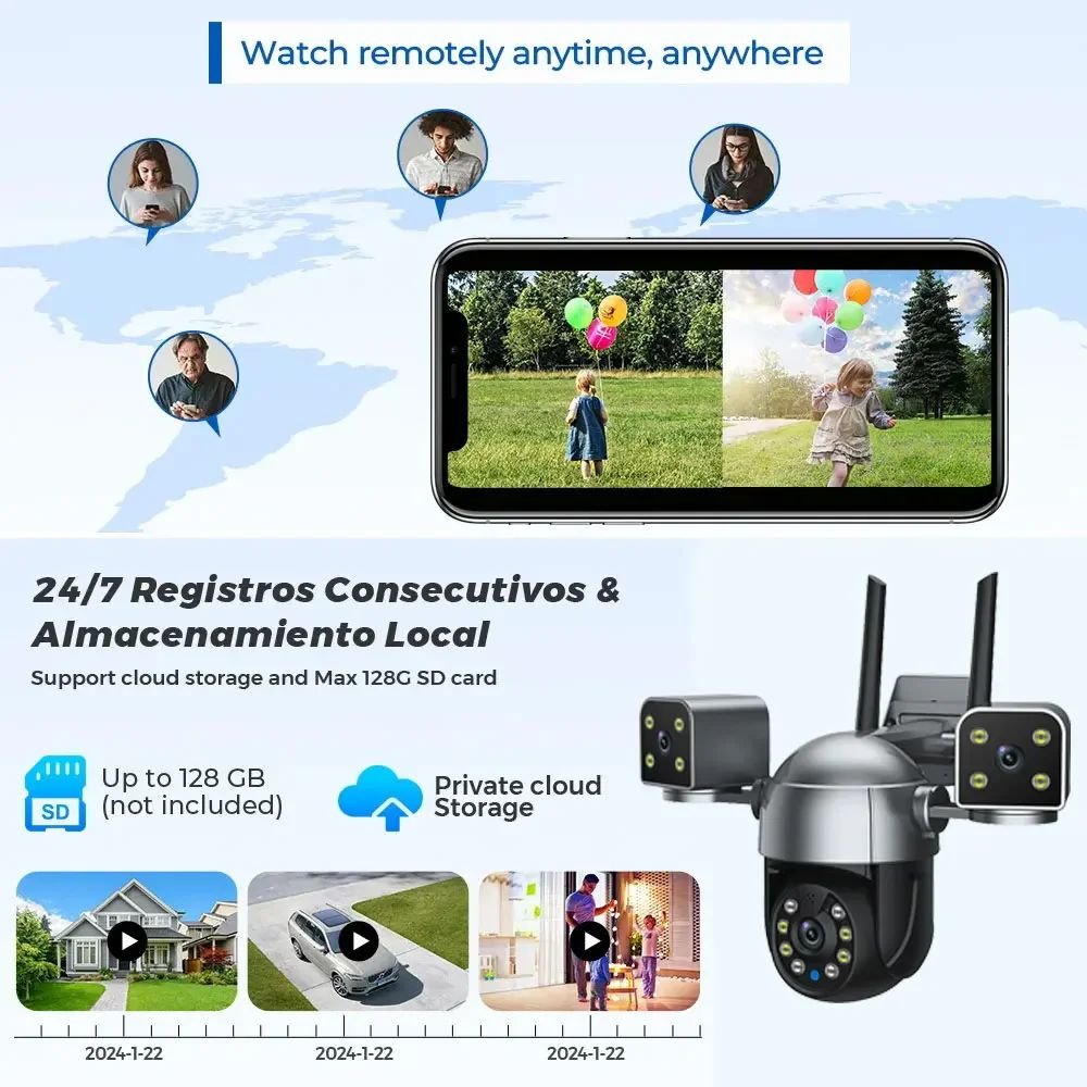 Shoocam 6k Outdoor Security Camera 12mp Wifi Multi-Lens 8x Optical Zoom Ip66 Ptz Human Detection Alarm With Audio Ip Cctv Camera