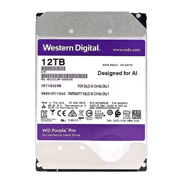 WD Purple 1TB 2TB 4TB 6TB Surveillance HDD Hard Disk Drive SATA 6.0Gb/s 3.5" Interal HDD for cctv Camera AHD DVR IP Camera NVR