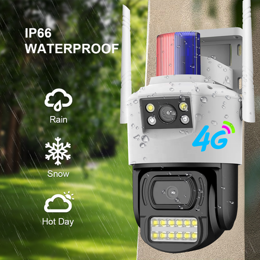 V380 4 MP Smart 4G Camera PTZ Sound Camera Home Security Alarm System Dual Lens Full Color Night Vision Surveillance Camera