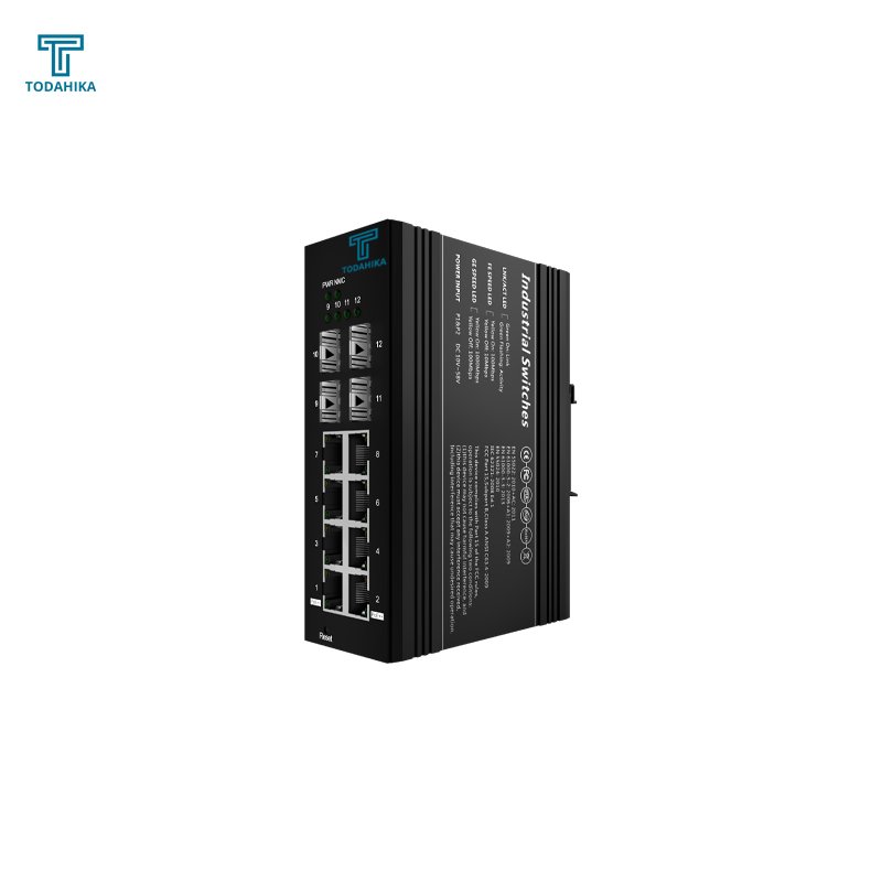 Fan-less Design 4 x Gigabit SFP and 8 x Gigabit PoE Port Layer2 Managed Industrial POE++ Switch