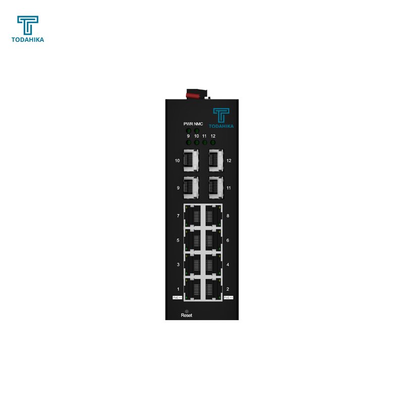Fan-less Design 4 x Gigabit SFP and 8 x Gigabit PoE Port Layer2 Managed Industrial POE++ Switch