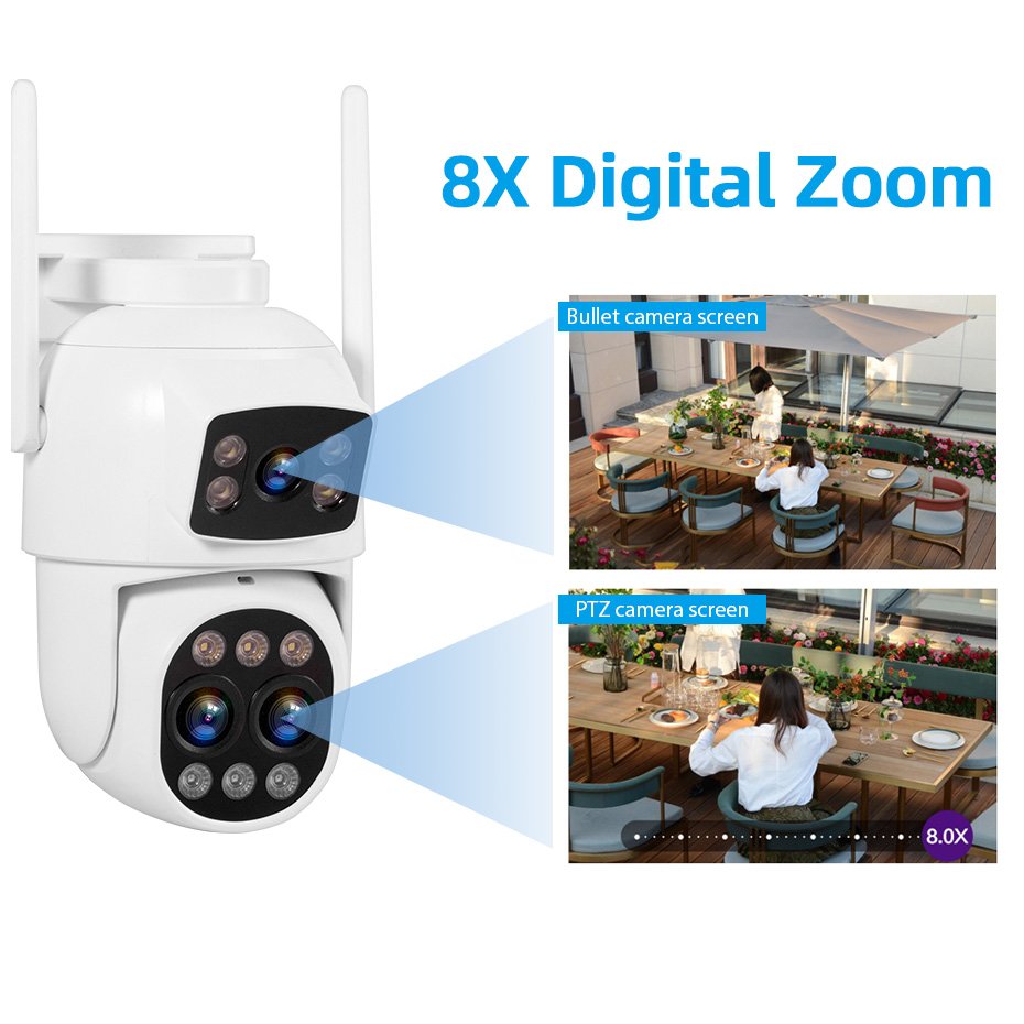 KERUI PTZ Network Camera 6MP Three Lens IP Camara Surveillance System Double Screen Ai Motion Alarm WIFI Outdoor Camera CCTV