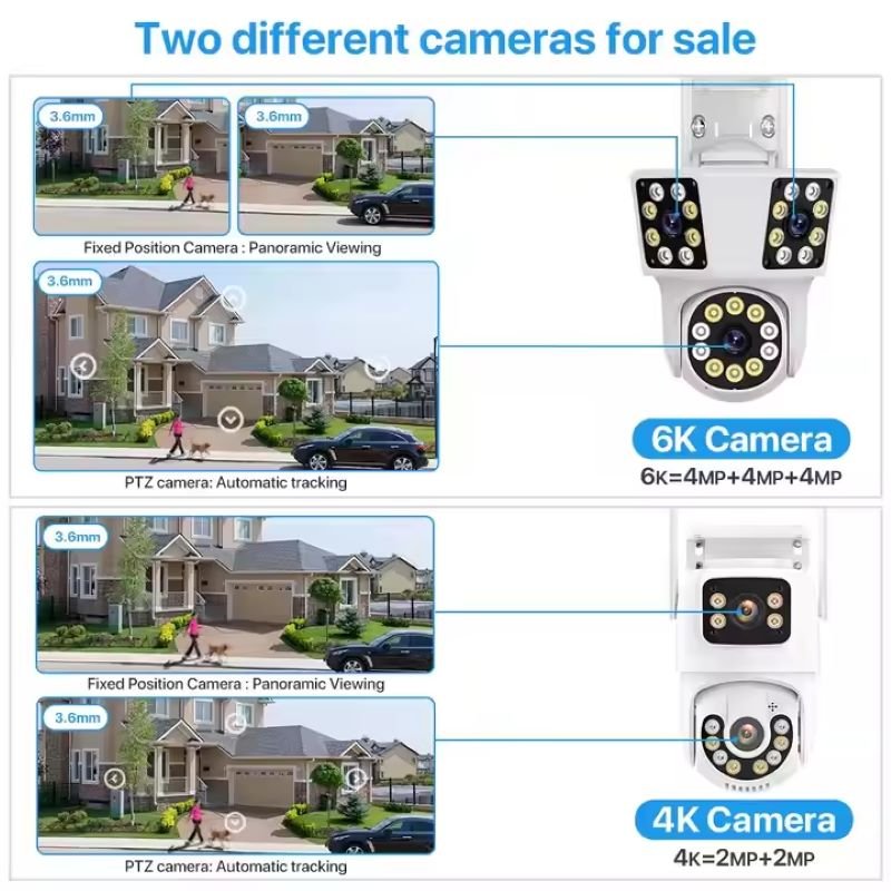 Wifi Outdoor 3 lens 3 screen motion tracking PTZ video surveillance camera Dual lens waterproof security IP camera system