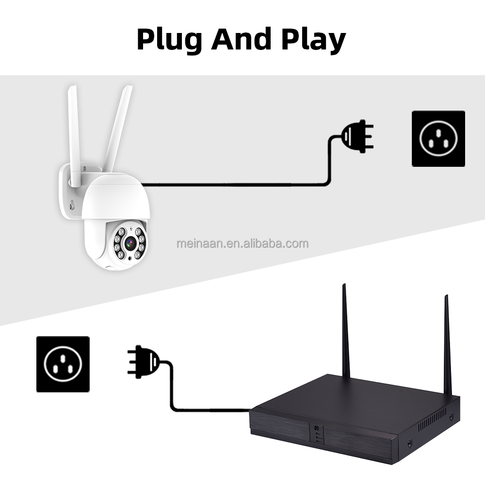OEM 3MP iCSee Xmeye Home WiFi 4CH NVR Monitor CCTV PTZ Camera Kit Wireless WiFi Surveillance Outdoor Security CCTV Camera System