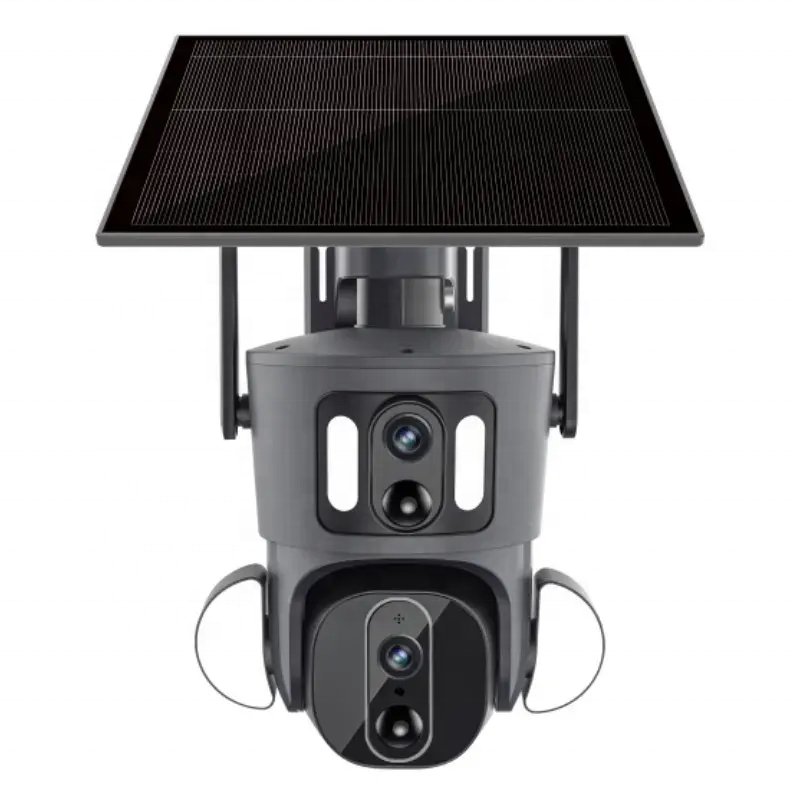 Dual Lens 8MP Surveil Energy System Night Vision IP Powered Surveillance WIFI Security SIM Card 4G Outdoor CCTV Solar Camera