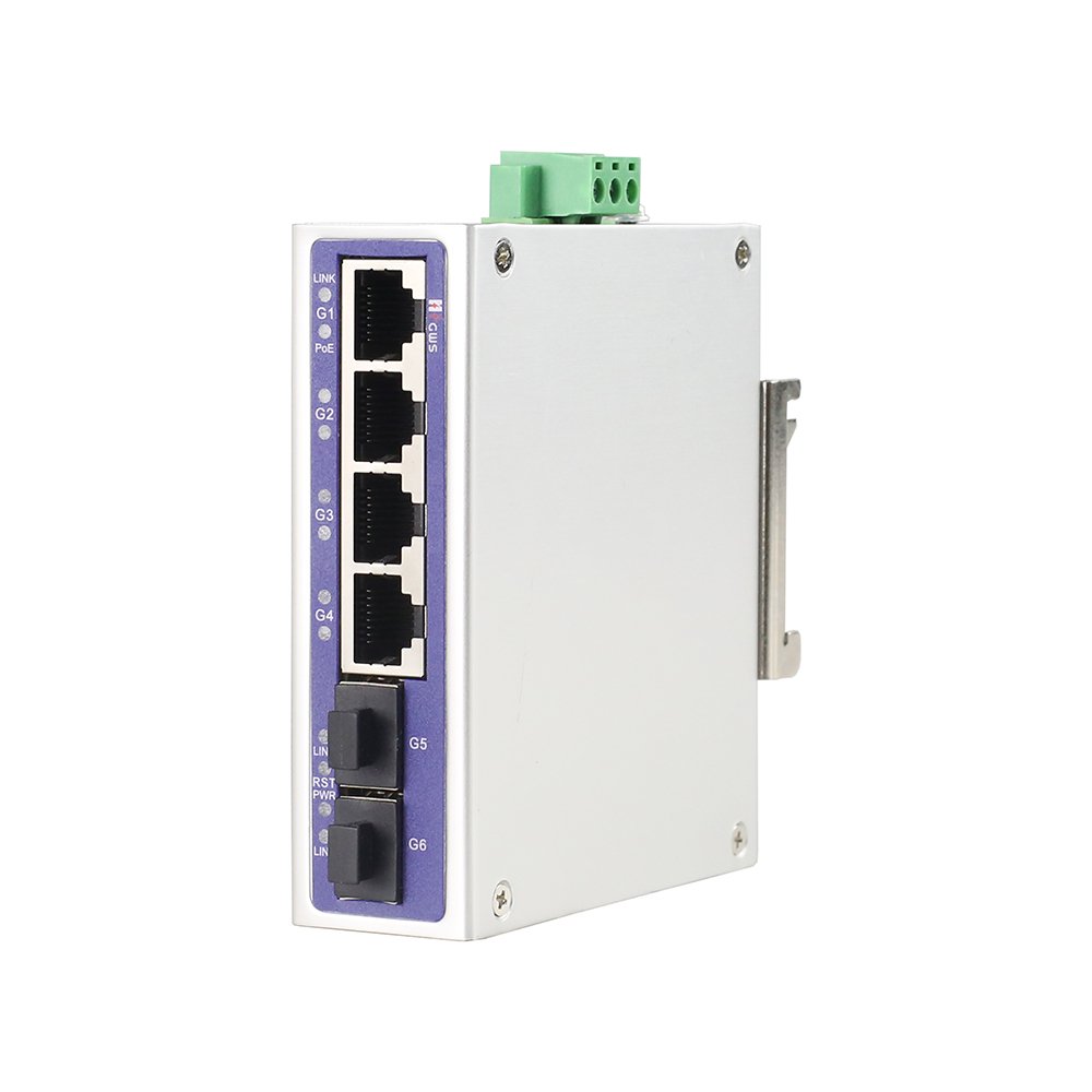 HZGWS Original switch 6 port full Gigabit E-Network Industrial Managed Ethrtnet Switch and 4 PoE Port + 2 SFP port Switch