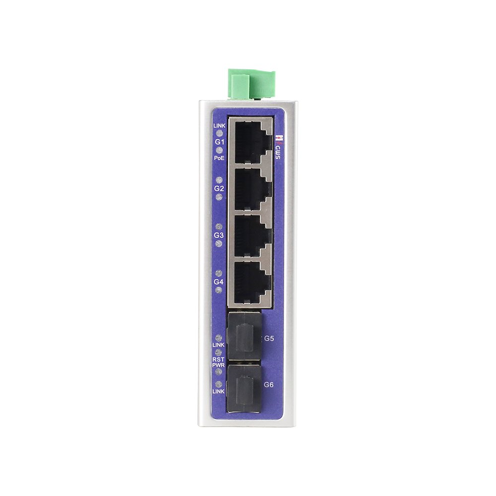 HZGWS Original switch 6 port full Gigabit E-Network Industrial Managed Ethrtnet Switch and 4 PoE Port + 2 SFP port Switch