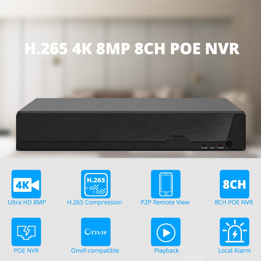 4K 8MP NVR Poe 4CH 8CH 16CH XMeye App Security Surveillance Network Video Recorder For CCTV Camera