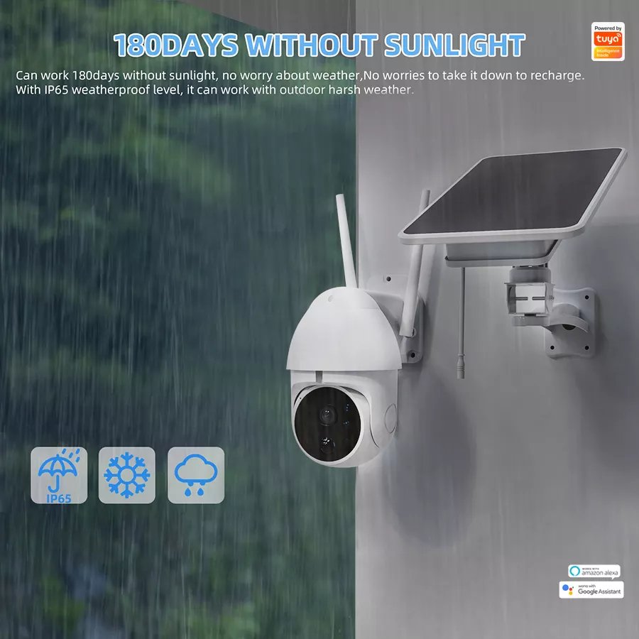 Solar Powered WiFi Surveillance Camera Solar Security Camera Wifi Tuya APP Wireless Surveillance Network Camera