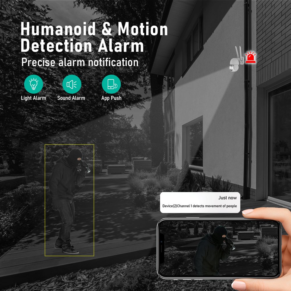 JideTech 8CH Wifi Outdoor Security System Kit Motion Detection Night Vision Nvr Kit 3mp Ptz Camera Surveillance System