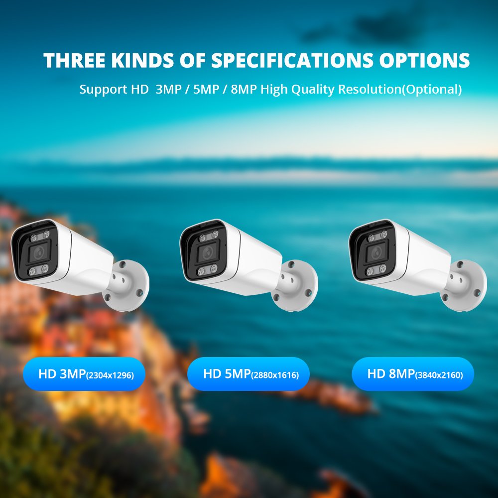 4k 8MP 5MP 3MP 16ch XMEYE POE Camera Kit Plug And Play Audio Colorful Night Vision Face Recognition CCTV System Kit