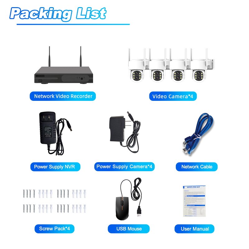 3MP Wifi Camera System Dual Lens 8ch Nvr Two Way Audio IP66 Waterproof Humanoid Detection CCTV Network Security Cameras