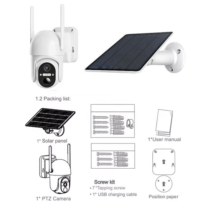 Saikiot Outdoor PTZ Video CCTV Wireless Security Surveillance System GSM SIM Card LTE IP Solar Panel Powered Battery 4G Camera