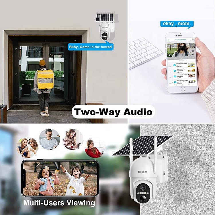 Saikiot Outdoor PTZ Video CCTV Wireless Security Surveillance System GSM SIM Card LTE IP Solar Panel Powered Battery 4G Camera