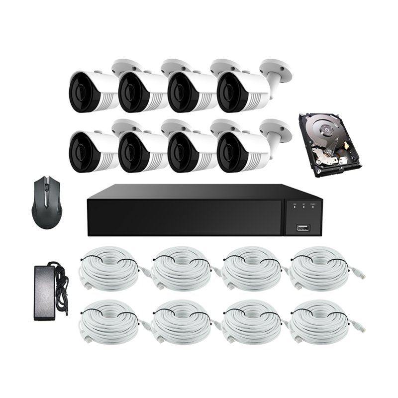 Cantonk Hik OEM Vision 8 Channel Black Dome 4K 8MP Outdoor Home PoE NVR CCTV Kit Surveillance Security Camera System