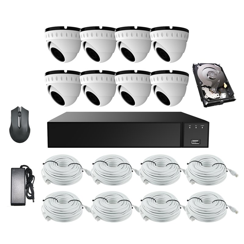 Cantonk Hik OEM Vision 8 Channel Black Dome 4K 8MP Outdoor Home PoE NVR CCTV Kit Surveillance Security Camera System