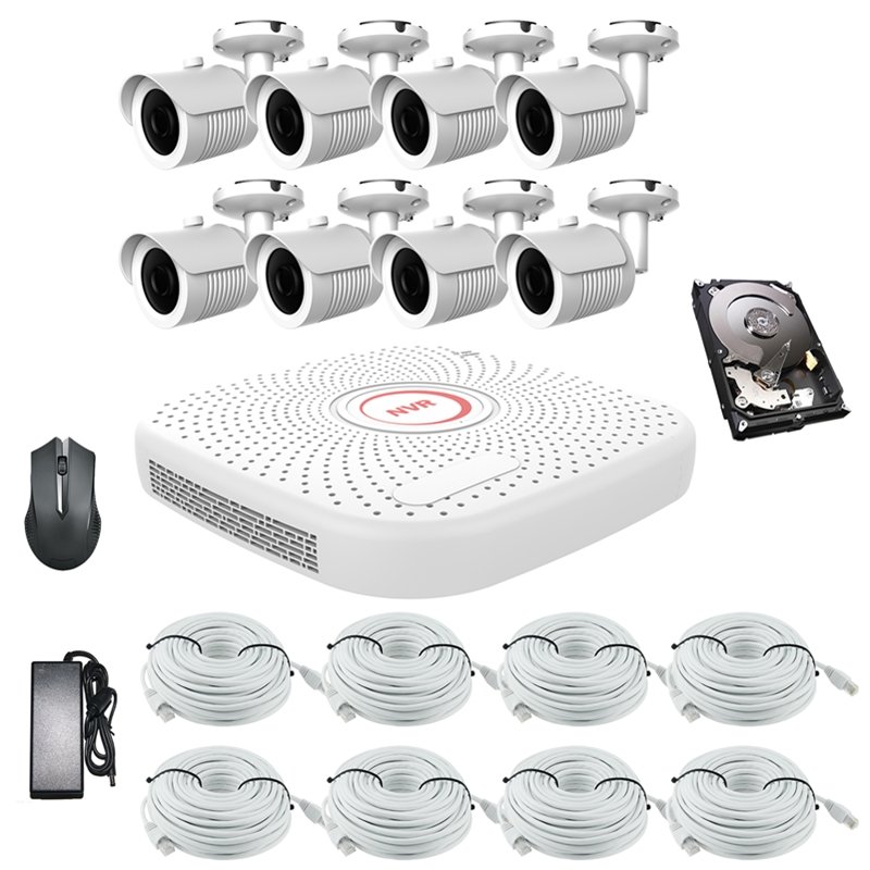 Cantonk Hik OEM Vision 8 Channel Black Dome 4K 8MP Outdoor Home PoE NVR CCTV Kit Surveillance Security Camera System