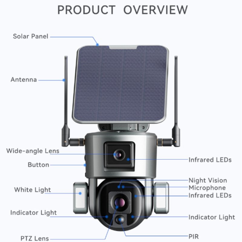 WZ-Y5 4G 4K Solar Powered Cctv Camera 4G 10x Zoom Network Sim Card Surveillance Home Security Cam