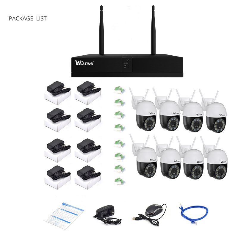 Wistino 4MP Audio Auto Tracking CCTV camera Waterproof Security Night Vision Camera 8ch PTZ Wifi Cctv Surveillance System