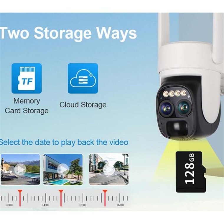 Rscamtom 3K Dual Lens Camera for Outdoor Surveillance 10x Zooming Solar Wireless Wifi Camera for Solar Power Surveillance